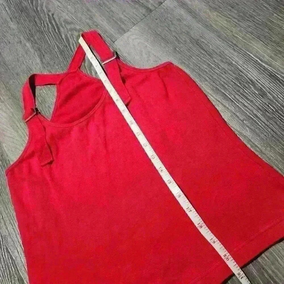 Vintage  Y2K red tank top / halter top with thick adjustable buckle straps - Picture 11 of 11